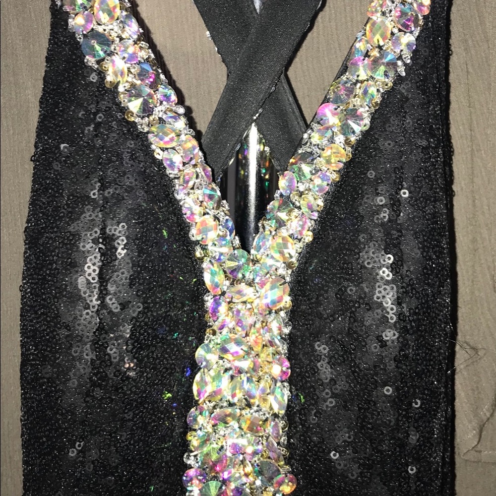 Sz 6 Full-length, black sequin, prom dress